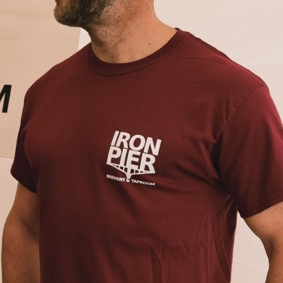 Iron Pier T Shirt Men's/Unisex Burgundy